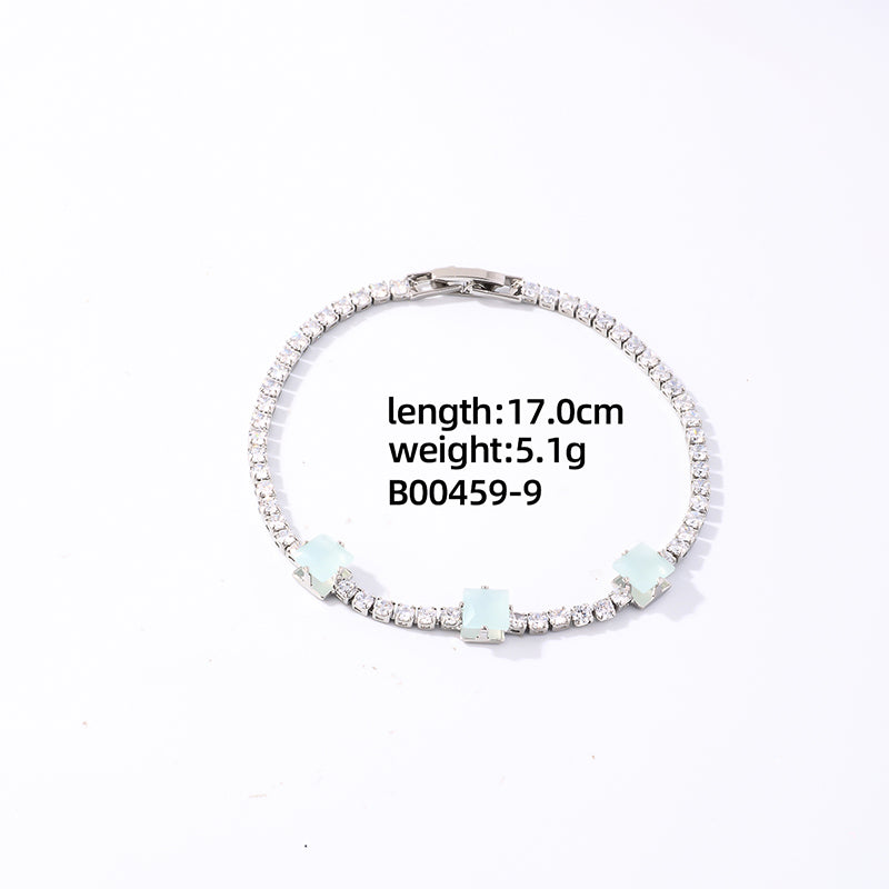 Casual Sweet Round Square Copper Plating Inlay Zircon Gold Plated Bracelets