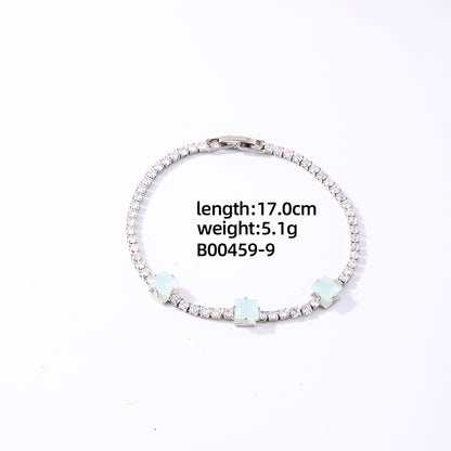 Casual Sweet Round Square Copper Plating Inlay Zircon Gold Plated Bracelets