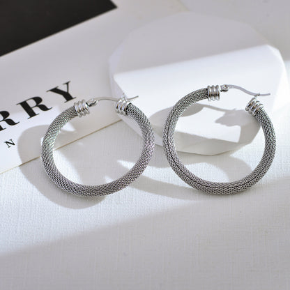 1 Pair Elegant Classic Style Solid Color Plating Stainless Steel 18k Gold Plated Hoop Earrings