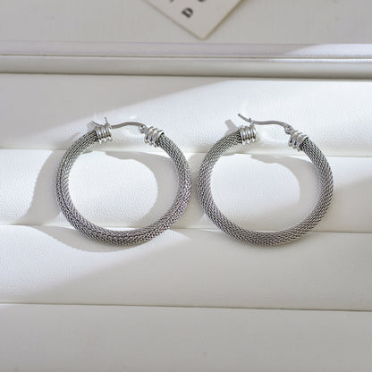 1 Pair Elegant Classic Style Solid Color Plating Stainless Steel 18k Gold Plated Hoop Earrings