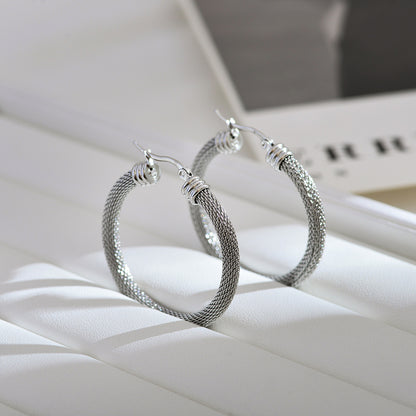 1 Pair Elegant Classic Style Solid Color Plating Stainless Steel 18k Gold Plated Hoop Earrings