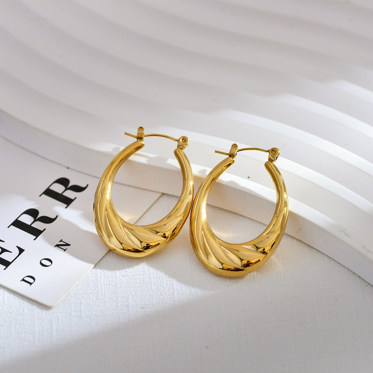 1 Pair Roman Style Streetwear Geometric Plating Stainless Steel 18k Gold Plated Earrings