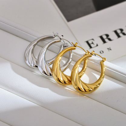 1 Pair Roman Style Streetwear Geometric Plating Stainless Steel 18k Gold Plated Earrings