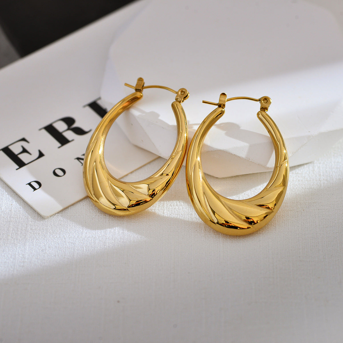 1 Pair Roman Style Streetwear Geometric Plating Stainless Steel 18k Gold Plated Earrings