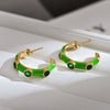 1 Pair Elegant Hawaiian Luxurious C Shape Enamel Inlay Stainless Steel Zircon Ear Studs