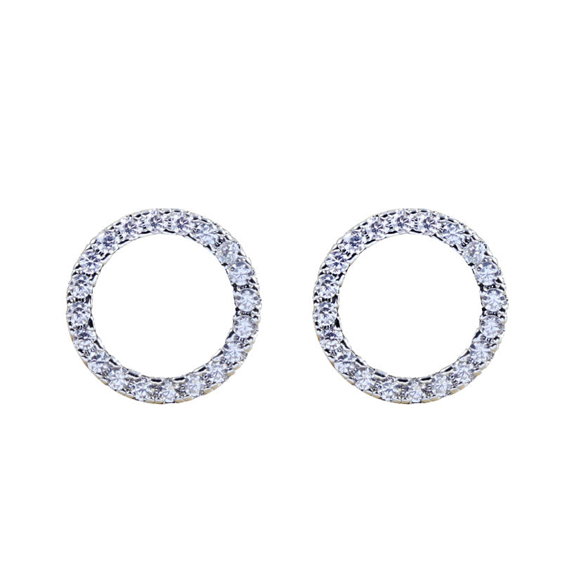 1 Pair Simple Style Round Plating Inlay Copper Zircon Ear Studs