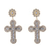 1 Pair Elegant Luxurious Cross Inlay Alloy Rhinestones Drop Earrings