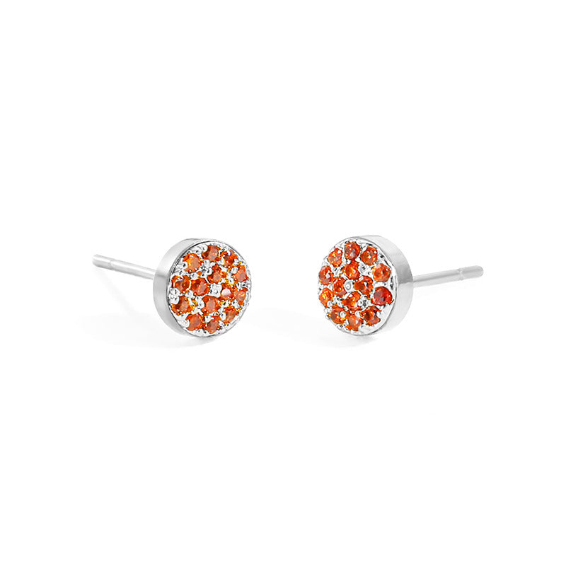 Simple Style Round Stainless Steel Inlay Artificial Diamond Ear Studs 1 Pair