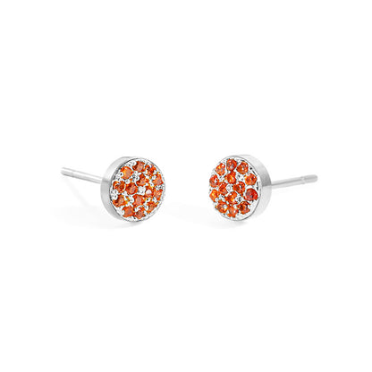 Simple Style Round Stainless Steel Inlay Artificial Diamond Ear Studs 1 Pair