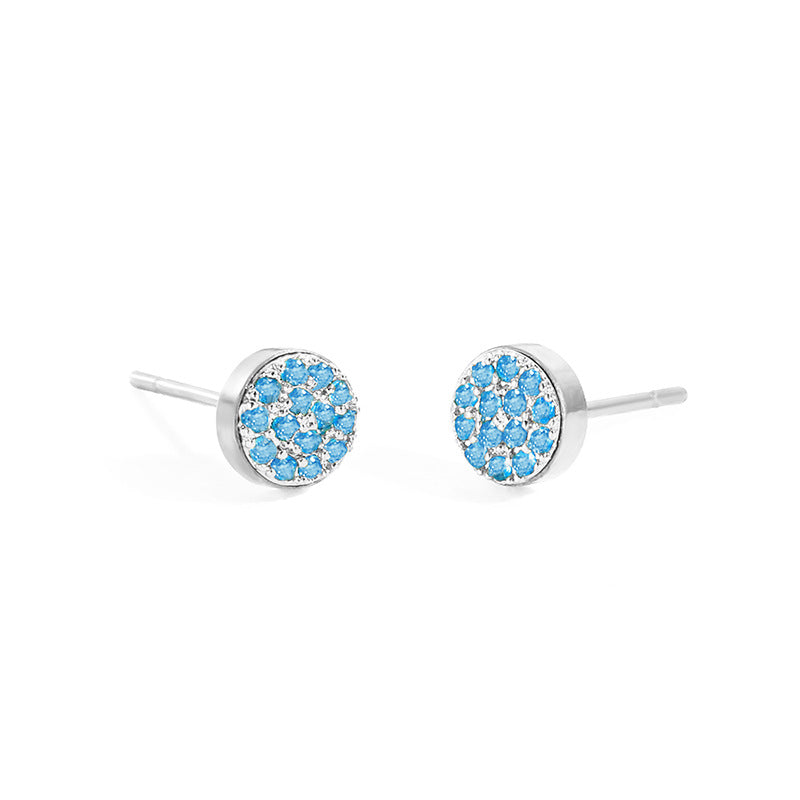 Simple Style Round Stainless Steel Inlay Artificial Diamond Ear Studs 1 Pair