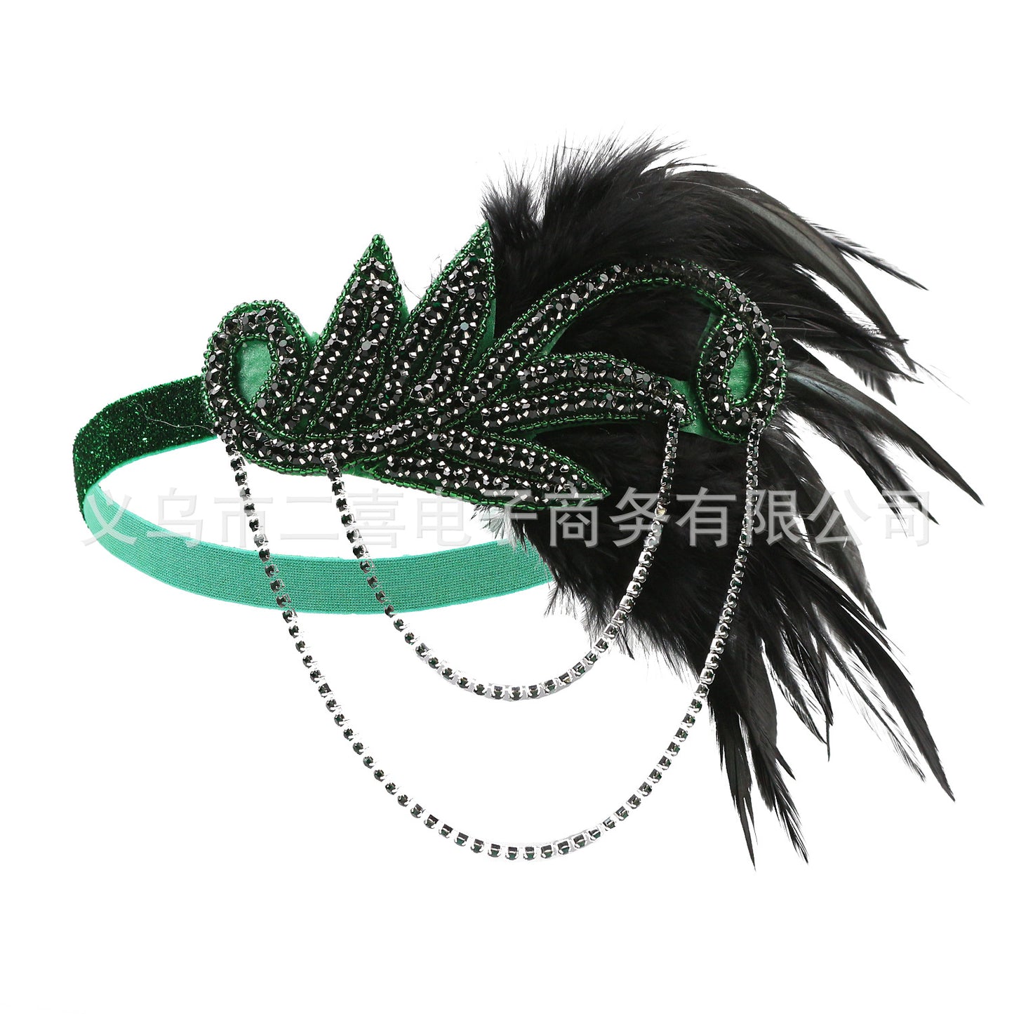 Fashion Retro Tassel Feather Diamond Headband Hairband