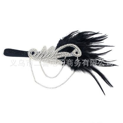 Fashion Retro Tassel Feather Diamond Headband Hairband