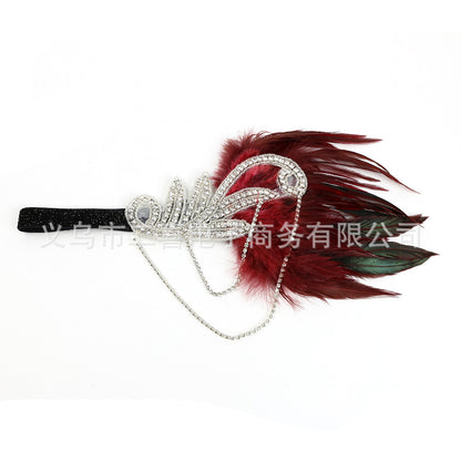 Fashion Retro Tassel Feather Diamond Headband Hairband