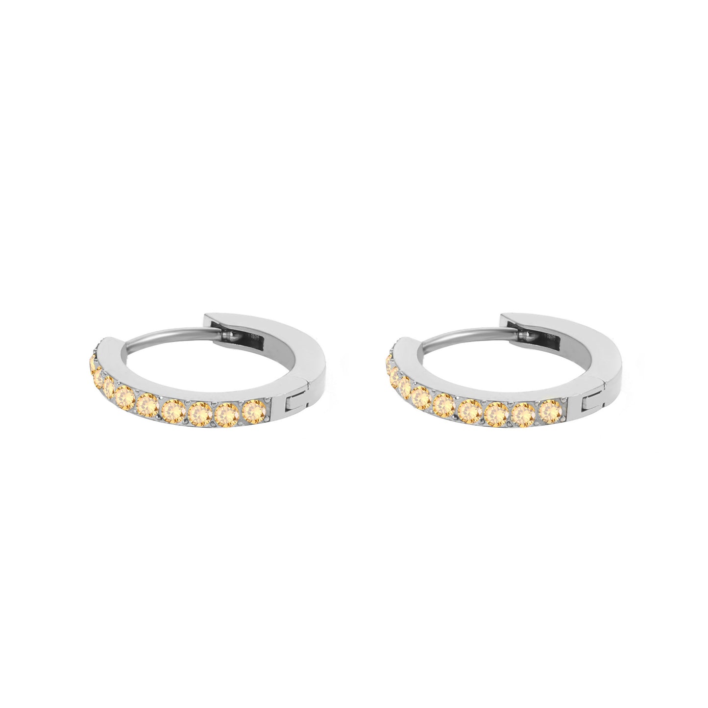 1 Pair Simple Style Round Plating Inlay Stainless Steel Rhinestones 14k Gold Plated Earrings