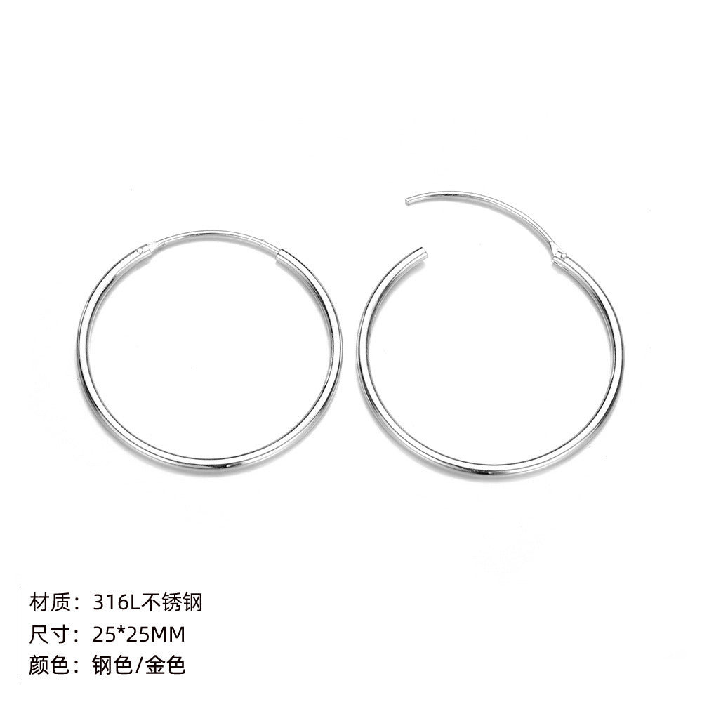 Fashion Stainless Steel Ear Hoop Simple Gold-plated Earrings Ear Accessories For Women Wholesale