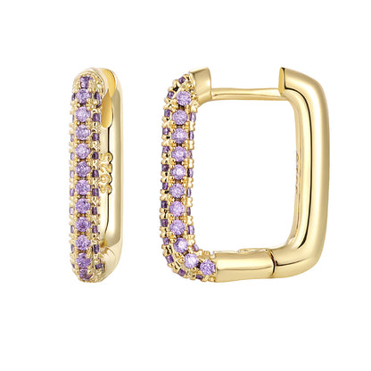 1 Pair Elegant Rectangle Plating Inlay Copper Zircon White Gold Plated Gold Plated Earrings