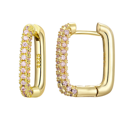 1 Pair Elegant Rectangle Plating Inlay Copper Zircon White Gold Plated Gold Plated Earrings