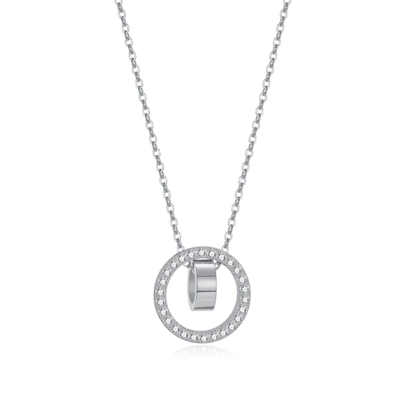 French Style Solid Color Titanium Steel Zircon Pendant Necklace In Bulk