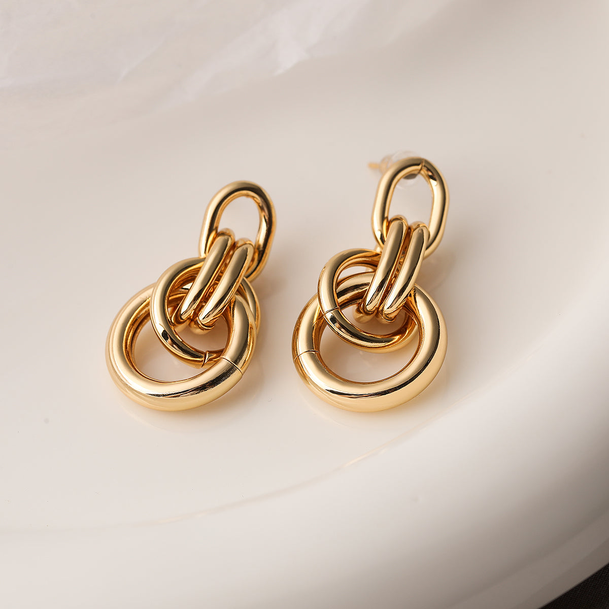 1 Pair Simple Style Commute Geometric Plating Copper 18k Gold Plated Drop Earrings