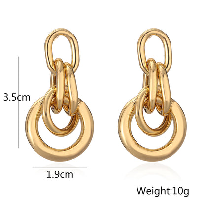 1 Pair Simple Style Commute Geometric Plating Copper 18k Gold Plated Drop Earrings