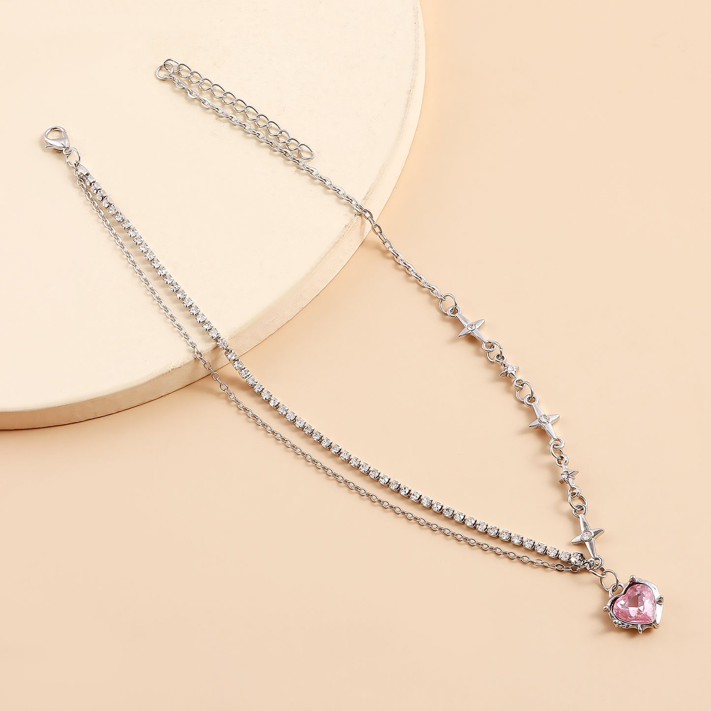 Simple Style Commute Heart Shape Alloy Inlay Zircon Women's Pendant Necklace