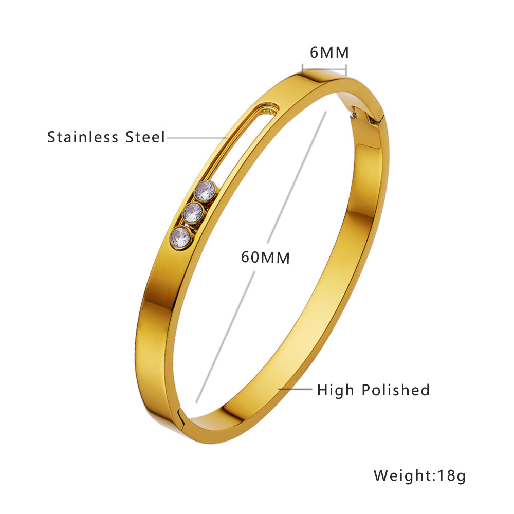 Classic Style Solid Color Stainless Steel Plating Gold Plated Bangle