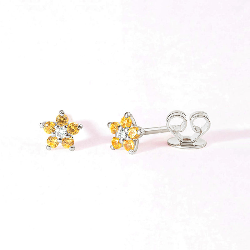 1 Pair Simple Style Flower Plating Inlay Copper Zircon White Gold Plated Gold Plated Ear Studs