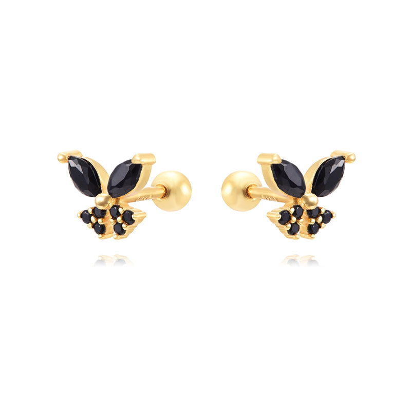 1 Pair Cute Simple Style Butterfly Plating Inlay Copper Zircon White Gold Plated Gold Plated Ear Studs