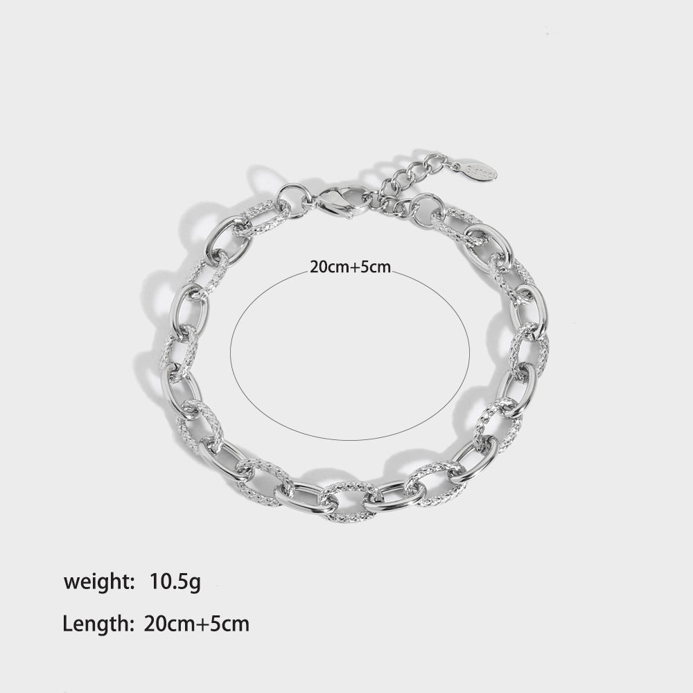 Hip-hop British Style Solid Color Stainless Steel Plating Bracelets Necklace