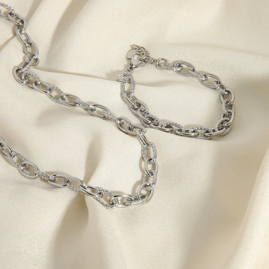 Hip-hop British Style Solid Color Stainless Steel Plating Bracelets Necklace