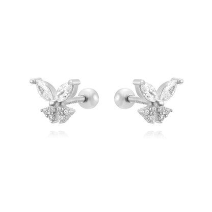 1 Pair Cute Simple Style Butterfly Plating Inlay Copper Zircon White Gold Plated Gold Plated Ear Studs