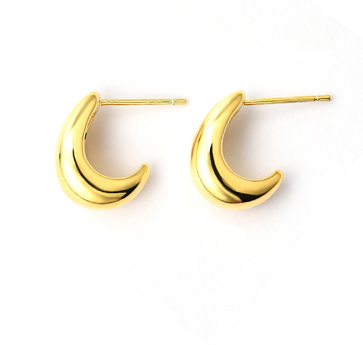 1 Pair Simple Style Moon Stainless Steel Ear Studs