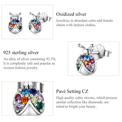 1 Pair Simple Style Beetles Inlay Sterling Silver Zircon Ear Studs