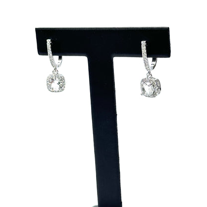 1 Pair Elegant Classic Style Square Inlay Alloy Zircon Drop Earrings