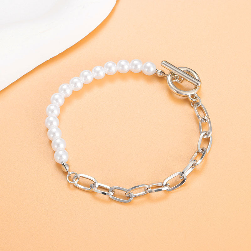 Simple Style Solid Color Artificial Pearl Iron Plating Women's Bracelets