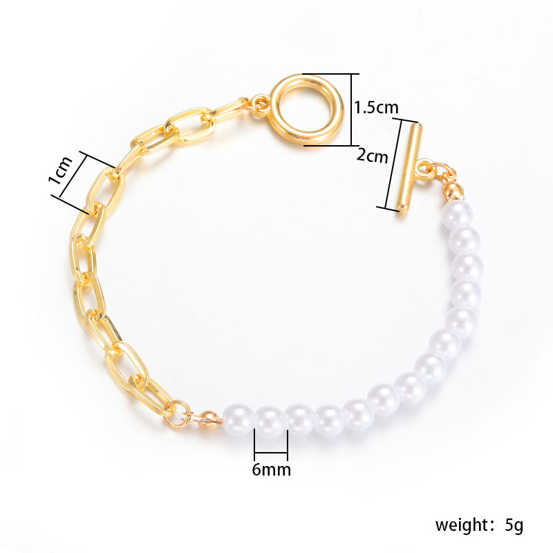 Simple Style Solid Color Artificial Pearl Iron Plating Women's Bracelets