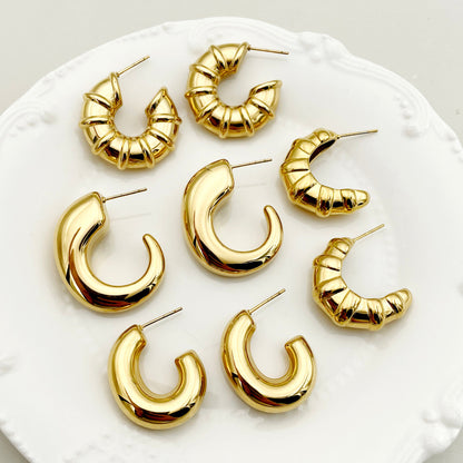 1 Pair Nordic Style Commute Spiral Stripe Enamel Plating Stainless Steel Gold Plated Ear Studs