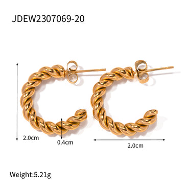 1 Pair Ig Style C Shape Twist Plating Stainless Steel 18k Gold Plated Ear Studs