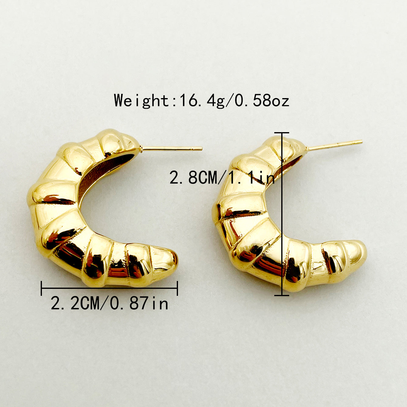 1 Pair Simple Style Commute Horns Plating Stainless Steel Gold Plated Ear Studs