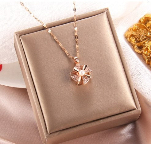 Simple Style Cartoon Character Heart Shape Bow Knot Copper Inlay Zircon Pendant Necklace