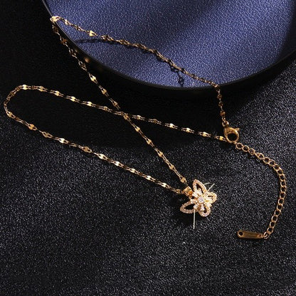 Simple Style Cartoon Character Heart Shape Bow Knot Copper Inlay Zircon Pendant Necklace