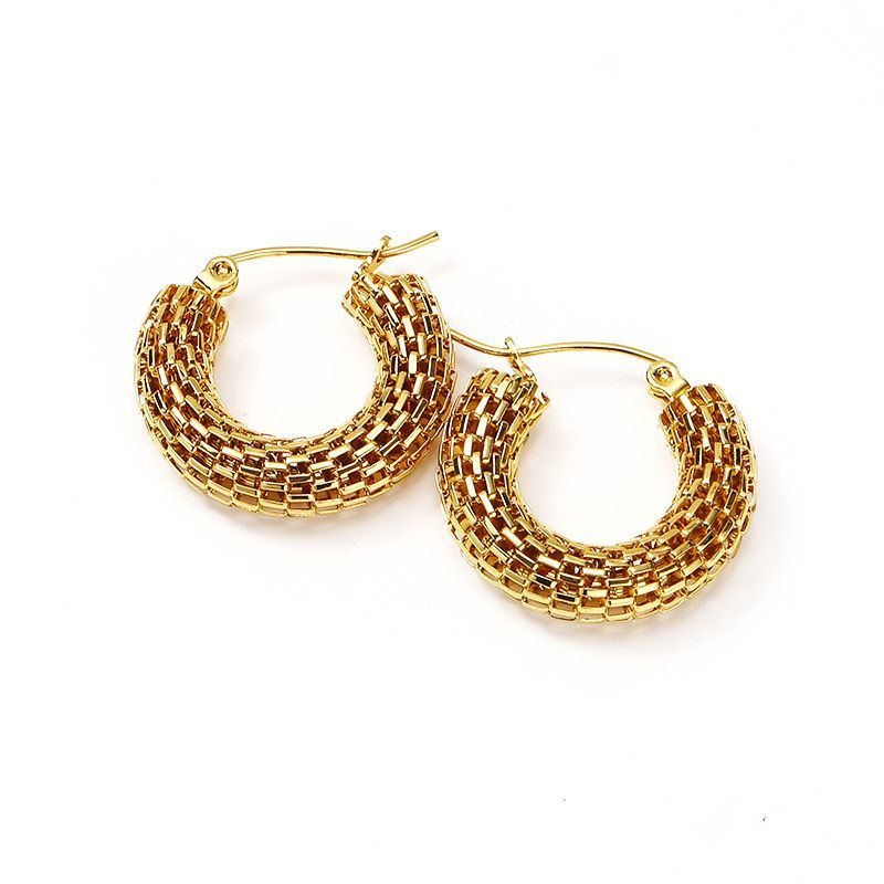 1 Pair Casual Modern Style Classic Style Round Plating Stainless Steel 14k Gold Plated Earrings