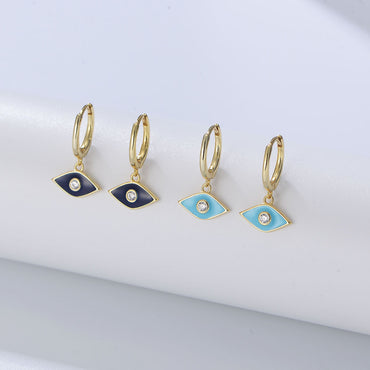 1 Pair Ig Style Eye Epoxy Plating Inlay Sterling Silver Zircon 14k Gold Plated Drop Earrings