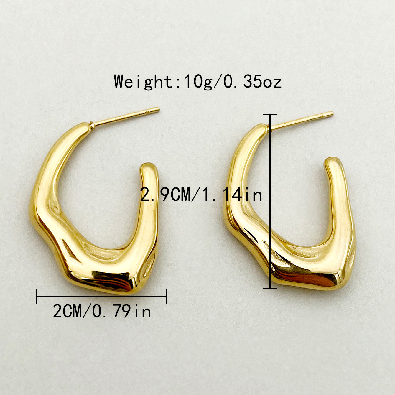 1 Pair Simple Style Commute Solid Color Plating Stainless Steel Gold Plated Earrings