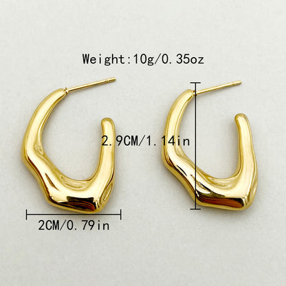 1 Pair Simple Style Commute Solid Color Plating Stainless Steel Gold Plated Earrings