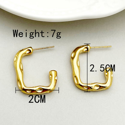 1 Pair Simple Style Commute Solid Color Plating Stainless Steel Gold Plated Earrings