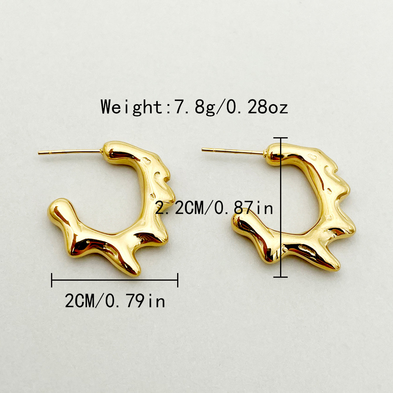 1 Pair Simple Style Commute Solid Color Plating Stainless Steel Gold Plated Earrings