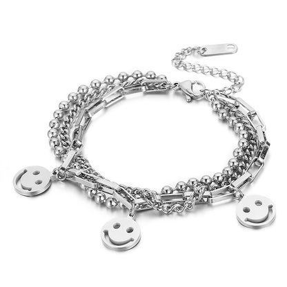 Simple Style Smiley Face Stainless Steel Layered Plating Hollow Out 18k Gold Plated Bracelets