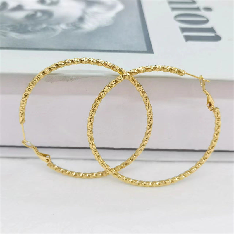 1 Pair Streetwear Solid Color Plating Titanium Steel Hoop Earrings