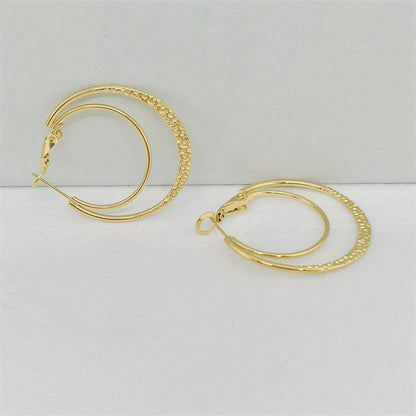 1 Pair Chinoiserie Solid Color Plating Titanium Steel Hoop Earrings